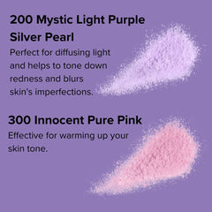 ANNA SUI loose powder texture swirl demonstrates camouflaging and blurring under makeup.