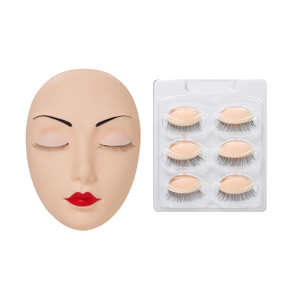 ANNAFRIS lash mannequin head with removable eyelids for realistic extension practice.