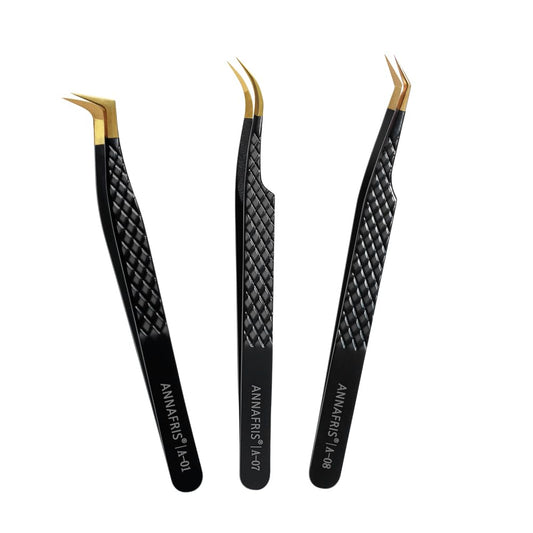ANNAFRIS Lash Tweezers with fiber-tip for precise lash pickup and secure grip.