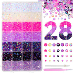 AnoleAir 22000 pink purple rhinestones in a 3-5 mm pack for nails and crafts.
