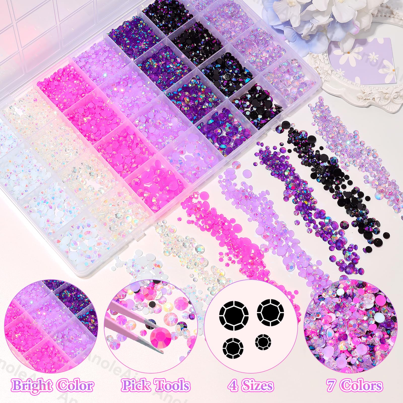 AnoleAir included tweezers and pickup pen for precise rhinestone placement.