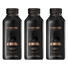 Anomaly Clarifying Shampoo bottle highlighting eco-friendly packaging and charcoal cleansing benefits