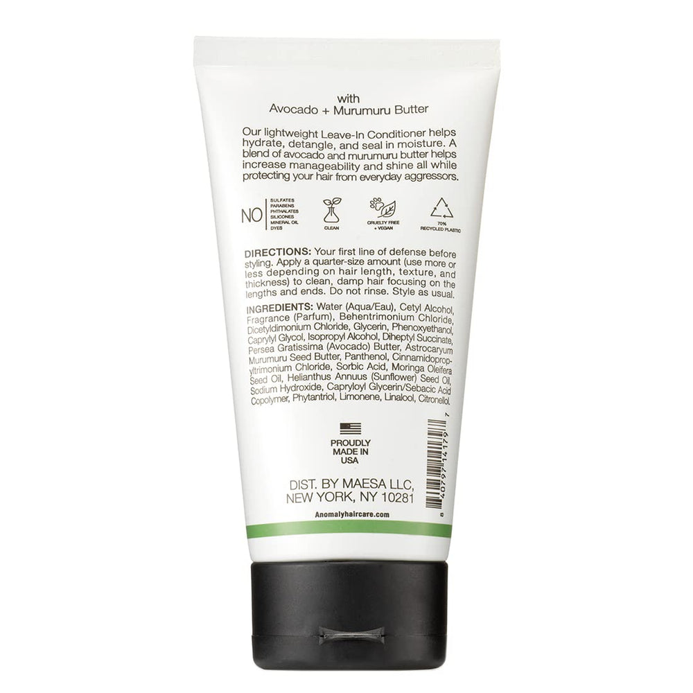 Anomaly Leave-In Conditioner murumuru butter ingredients highlight rich moisture.