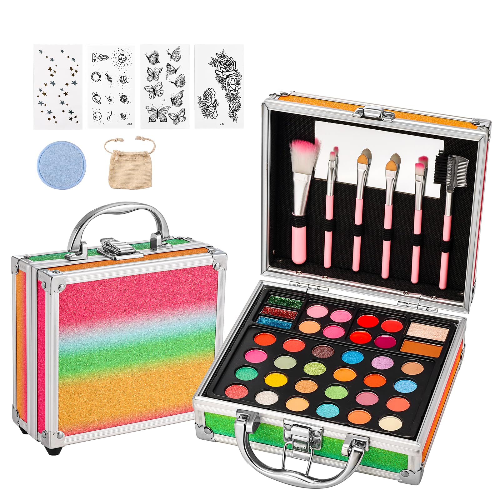 Anpro makeup brushes, mirror, wipe, and linen bag for complete setup