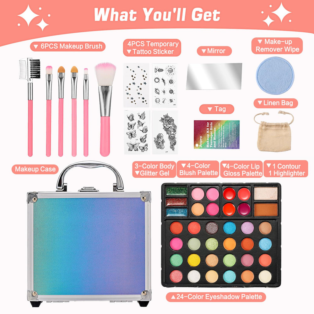 Anpro teens eyeshadow palette with 24 colors for versatile day-to-night looks