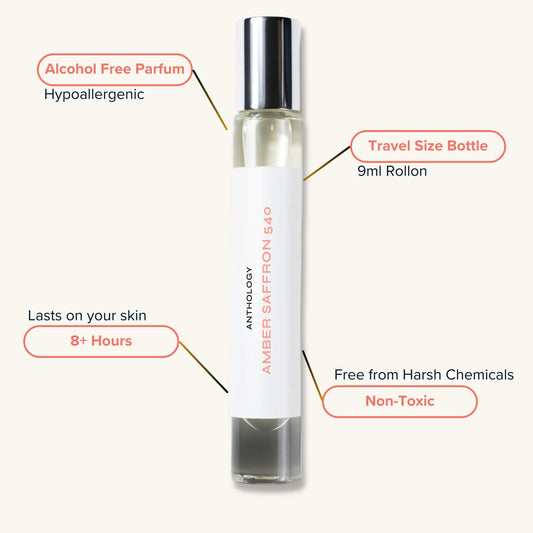 Anthology Amber Saffron 540 rollerball ready for on-the-go touch-ups throughout the day.