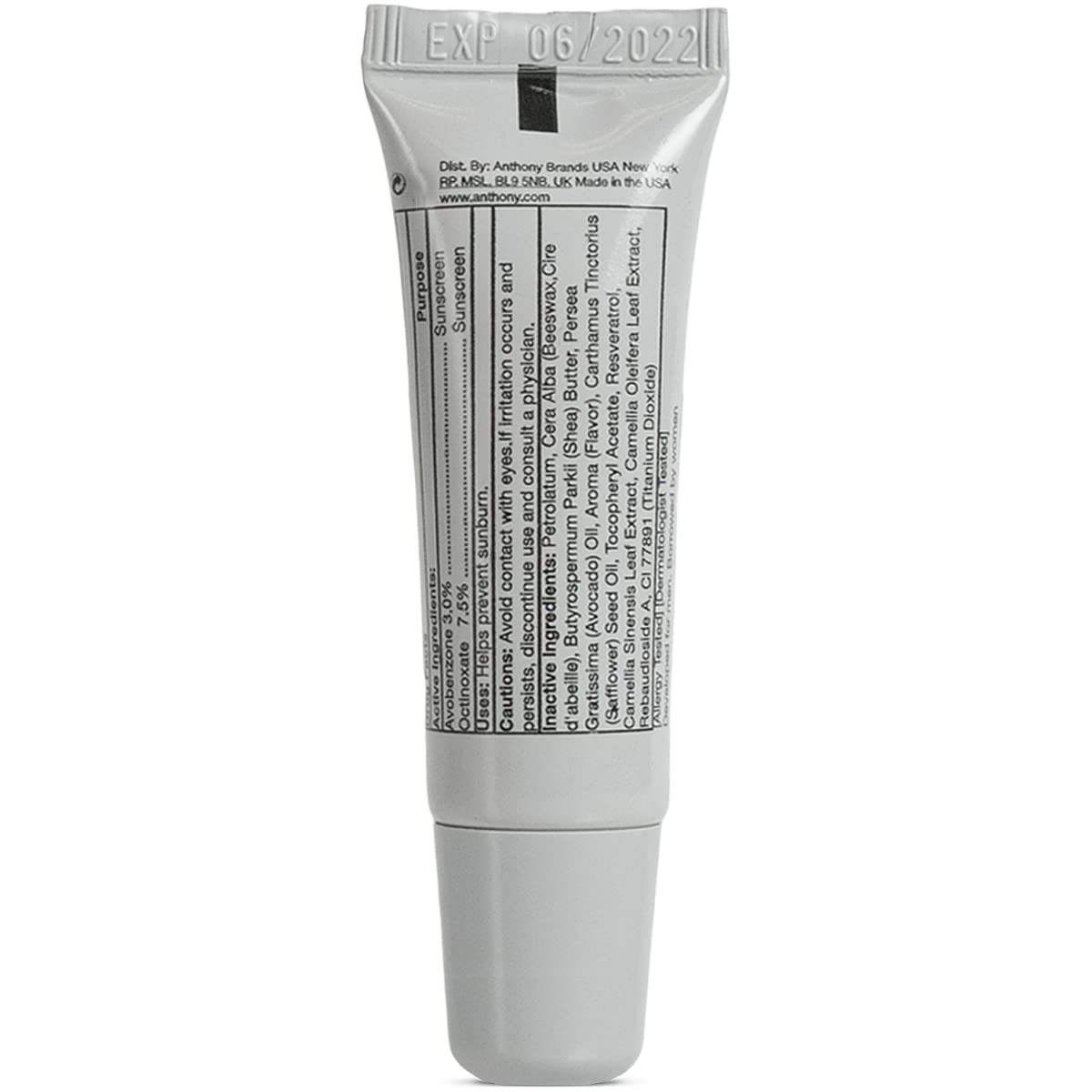 Applying Anthony lip balm provides SPF 25 protection and moisture.