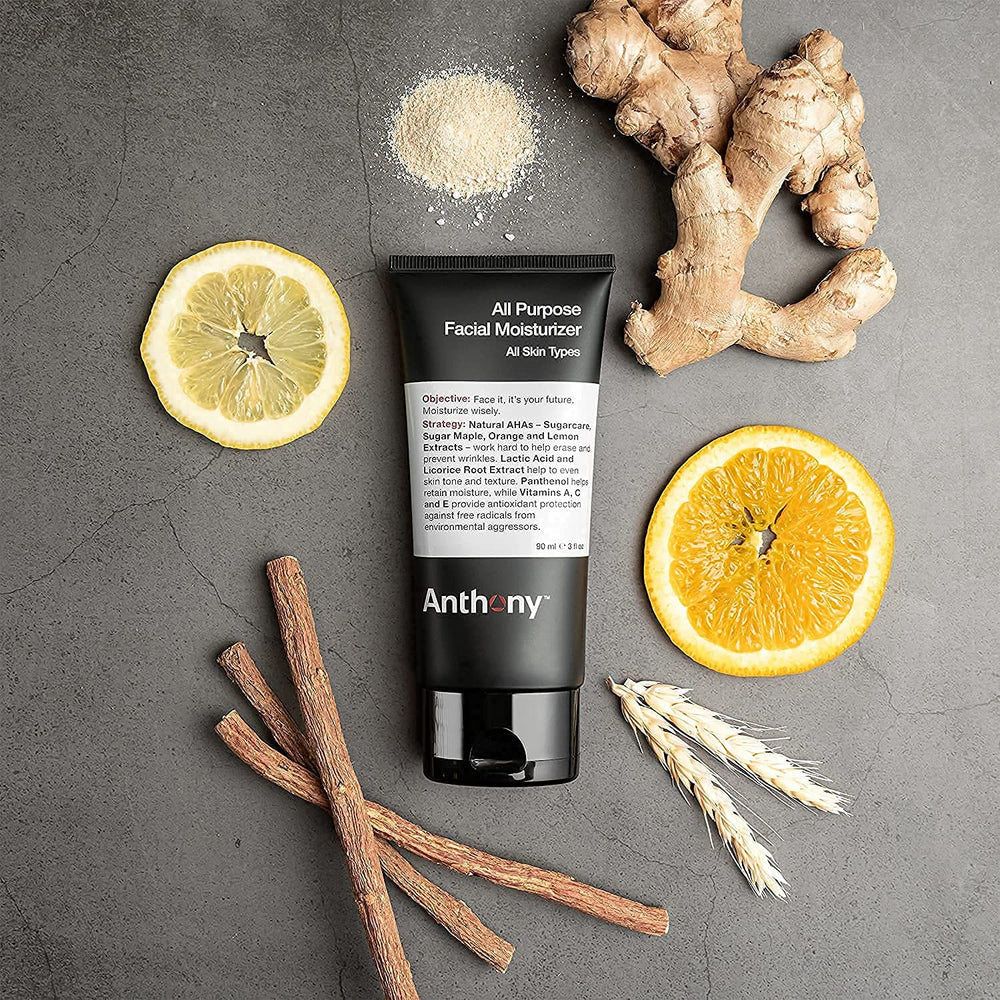 Anthony All-Purpose Facial Moisturizer application on face demonstrates quick absorption without greasiness.