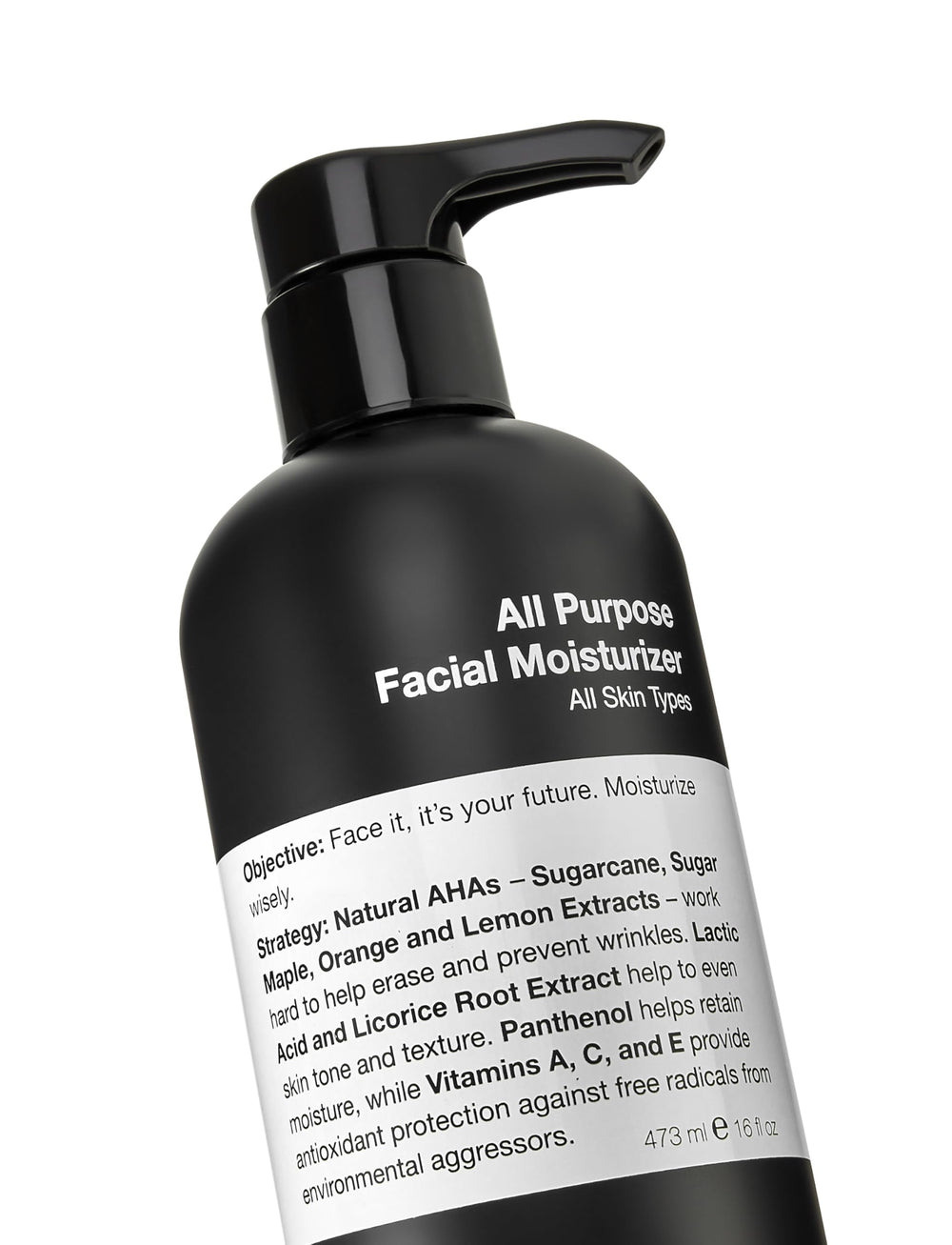 Anthony All-Purpose Facial Moisturizer packaging label notes paraben-free and dermatologist tested.