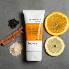 Anthony Day Cream SPF 30 ingredient label emphasizes squalane, glycerin and vitamin E.