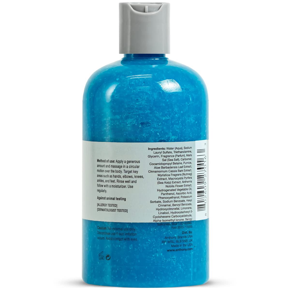 Anthony Exfoliating Scrub on elbow highlights smoothing rough patches.
