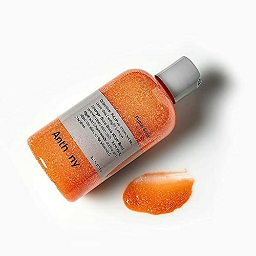 Anthony Facial Scrub bottle 8oz display shows product accessibility for regular grooming.