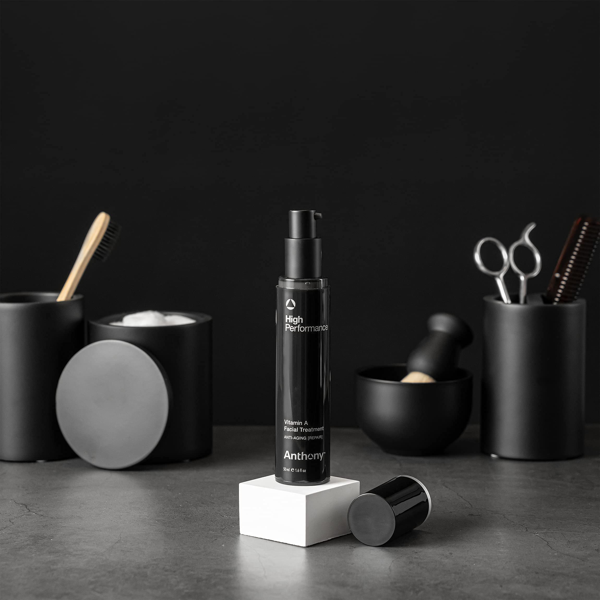 Anthony High Performance Vitamin A Treatment application on cheek illustrating smooth, hydrated skin