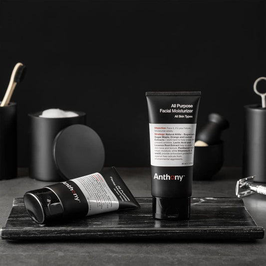 Closeup of Anthony moisturizer cream showing creamy texture for smooth skin.