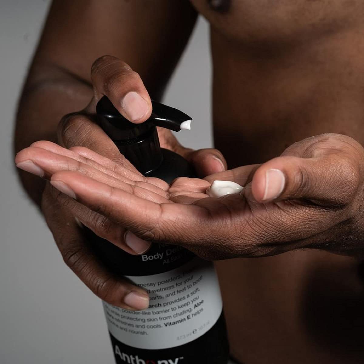 Anthony No Sweat barrier-absorbent demonstrates a talc-free shield reducing friction
