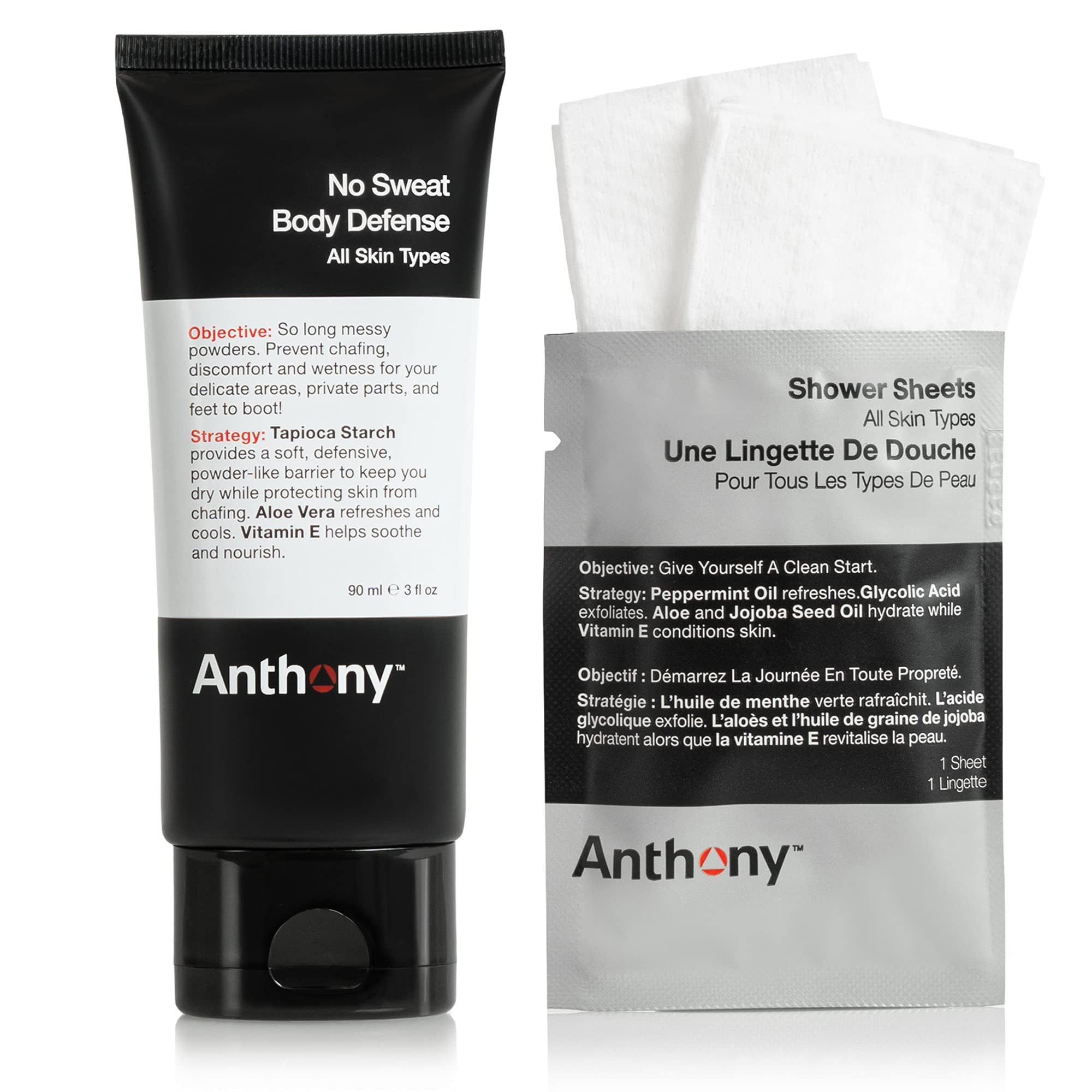 Anthony No Sweat bundle bottle pour shows quick, mess-free application for all-day dryness.