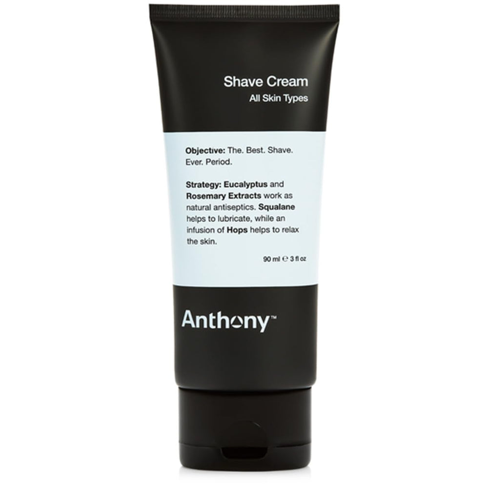 Anthony Shaving Cream for Men bottle packaging emphasizes a soothing formula