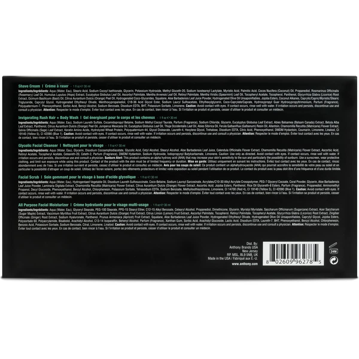 Anthony Starter Kit Invigorating Rush Hair & Body Wash: 2-in-1 cleanse and refresh