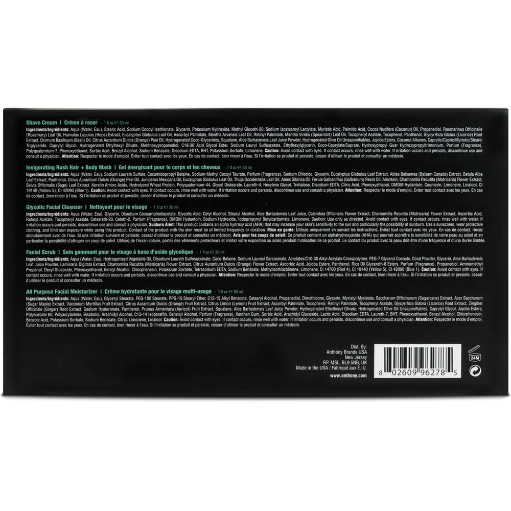 Anthony Starter Kit Invigorating Rush Hair & Body Wash: 2-in-1 cleanse and refresh
