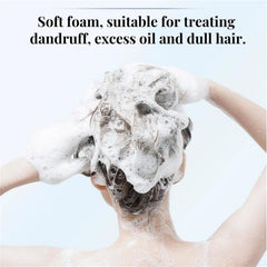 Anti-dandruff shampoo color-protection label highlights vibrant hair results.