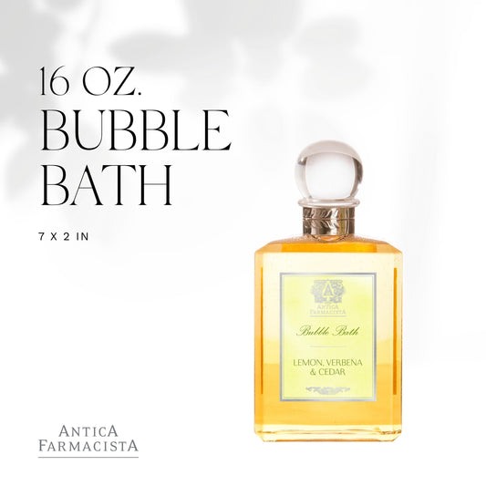 Antica Farmacista Bubble Bath foam close-up highlights rich, lasting lather