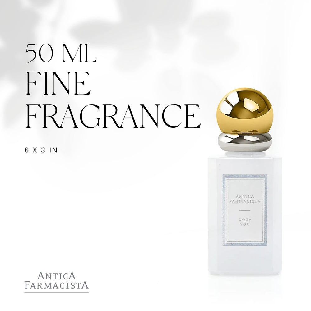 Antica Farmacista Cozy You label detail — premium branding and refined notes.