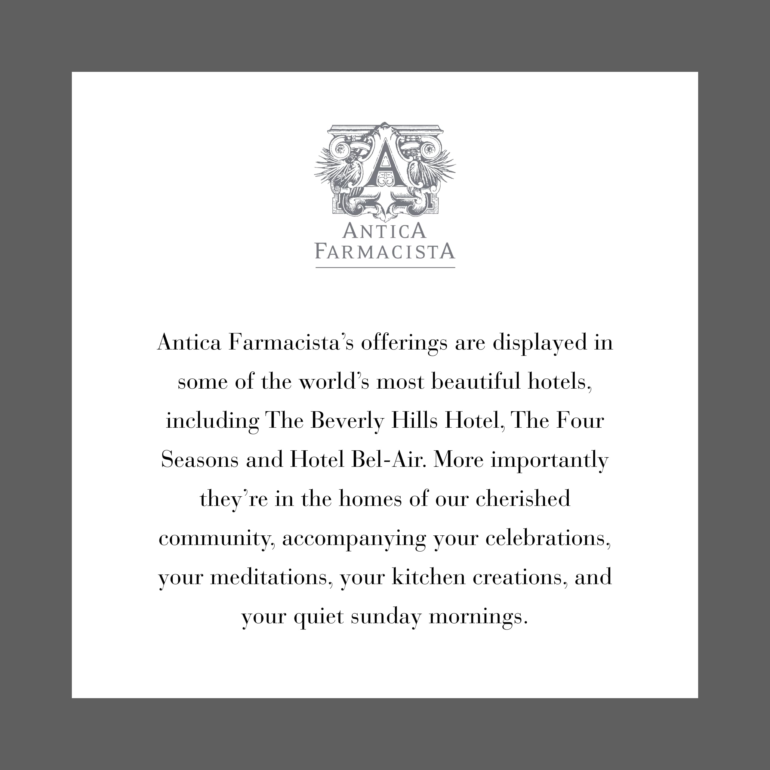 Antica Farmacista crafts Italian-inspired apothecary scents for home ambiance.