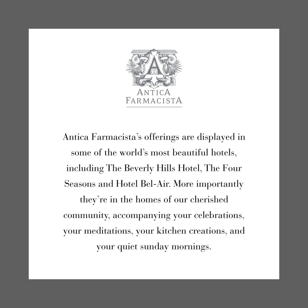 Antica Farmacista crafts Italian-inspired apothecary scents for home ambiance.