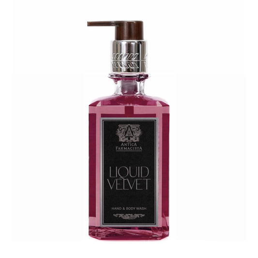 Antica Farmacista Liquid Velvet bottle closeup highlighting premium design and inviting fragrance.
