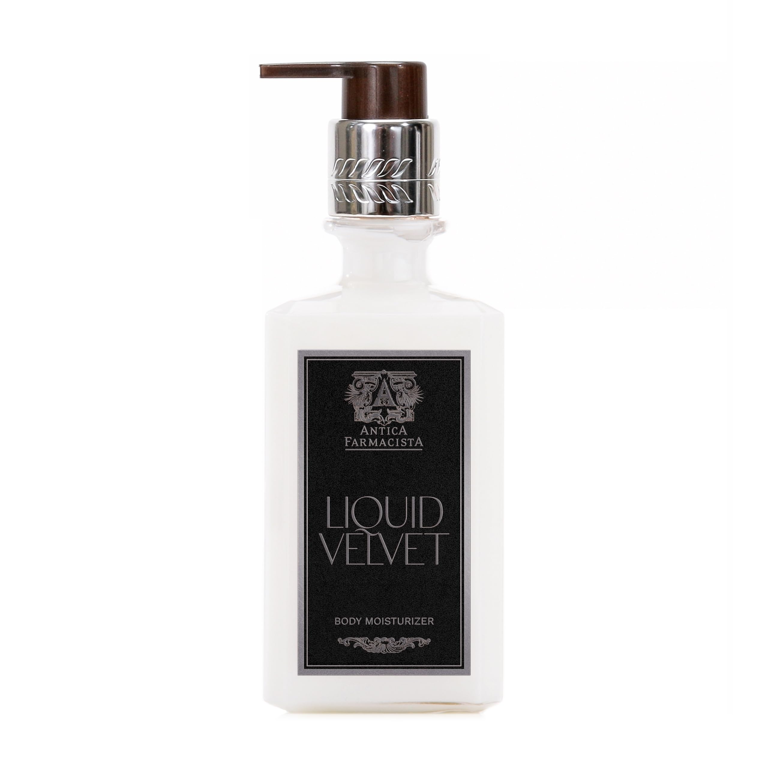 Antica Farmacista Liquid Velvet bottle pour showing silky hydration