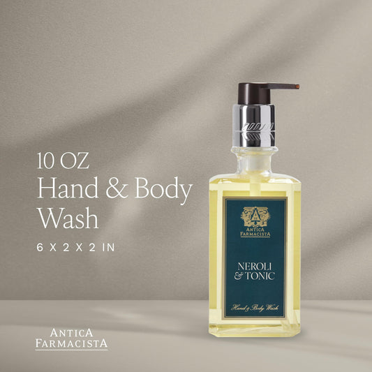 Close-up of Antica Farmacista Neroli & Tonic label highlighting premium ingredients