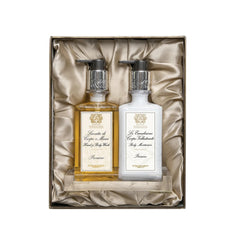 Antica Farmacista Prosecco hand and body wash on an elegant acrylic tray for daily pampering.