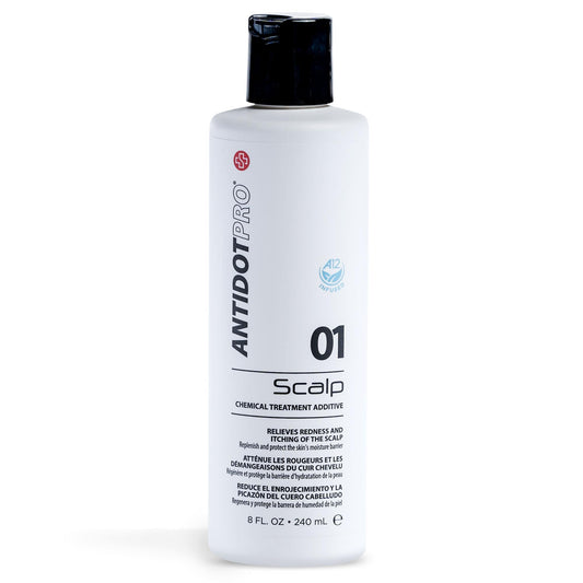 AntidotPro 01 Scalp bottle labeled for skin protection during color services