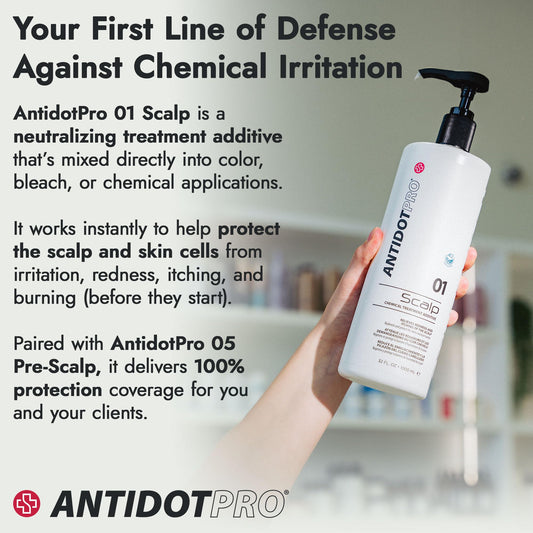 AntidotPro 01 Scalp being added to color mix for gentle chemical treatment