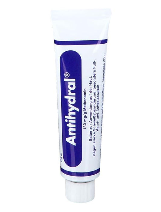 Antihydral cream tube front packaging showing brand and 70g size, clear product benefit