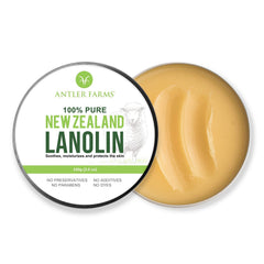 Antler Farms Lanolin bottle pour for easy daily moisturization.