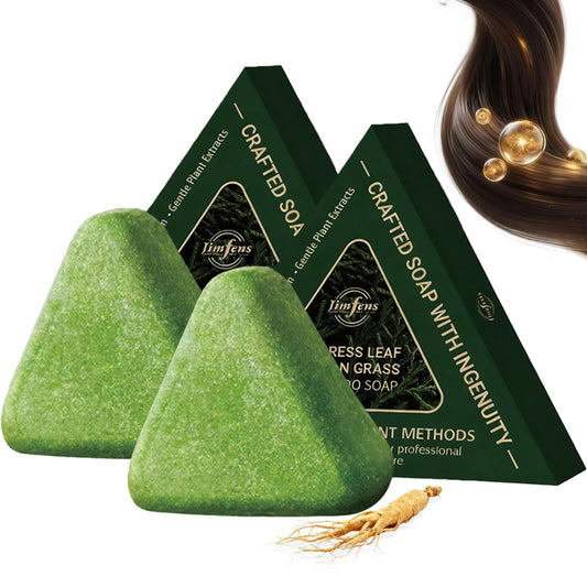 Anweina Nature Triangle Shampoo Bar held in hand for travel-friendly use.