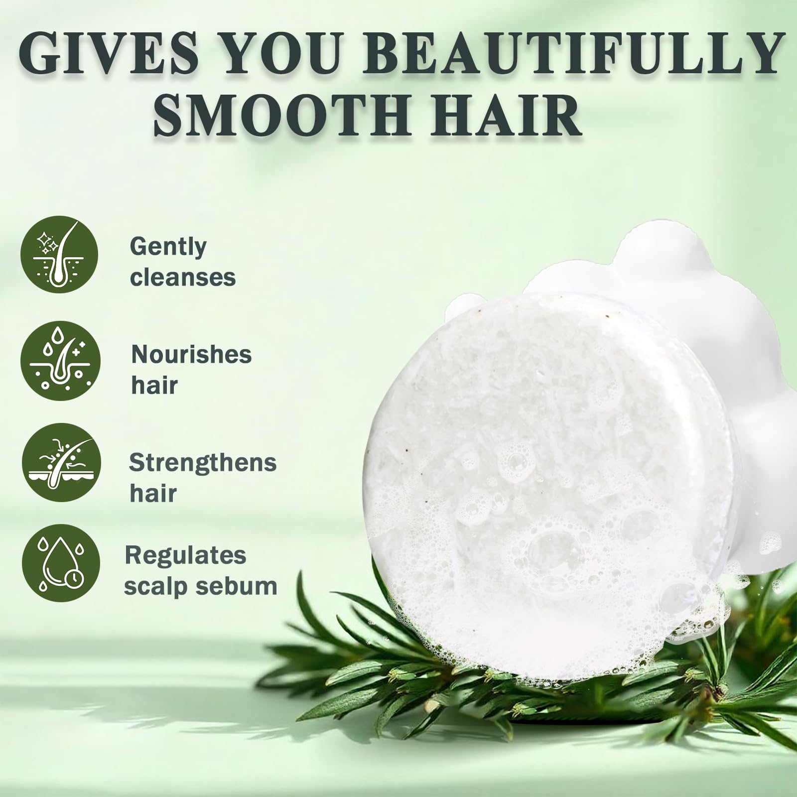 Anweina Rosemary Shampoo Bar ingredient close-up with rosemary and shea butter for healthy hair.
