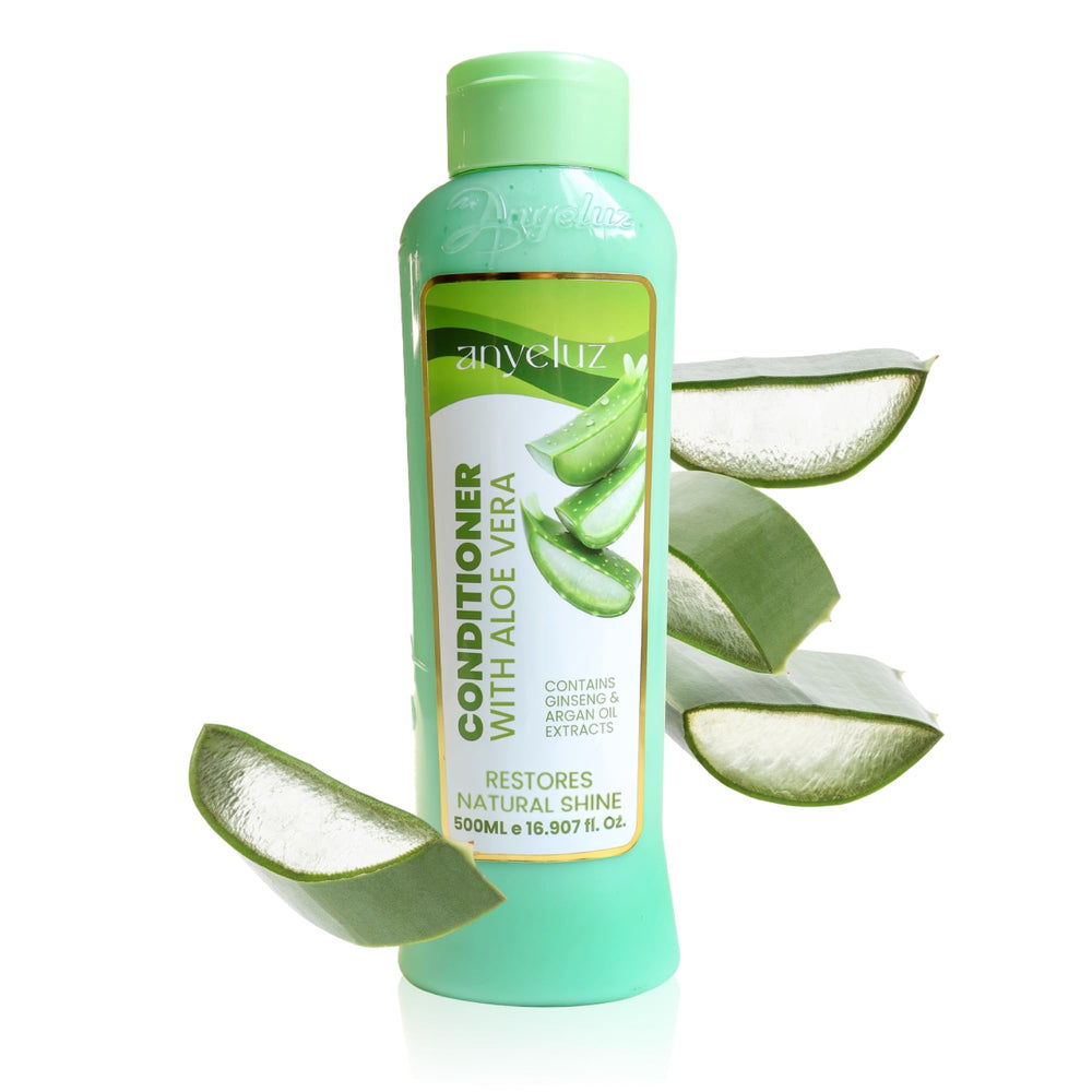 ANYELUZ Aloe Vera Argan Oil Conditioner bottle showing lightweight hydration for all hair types