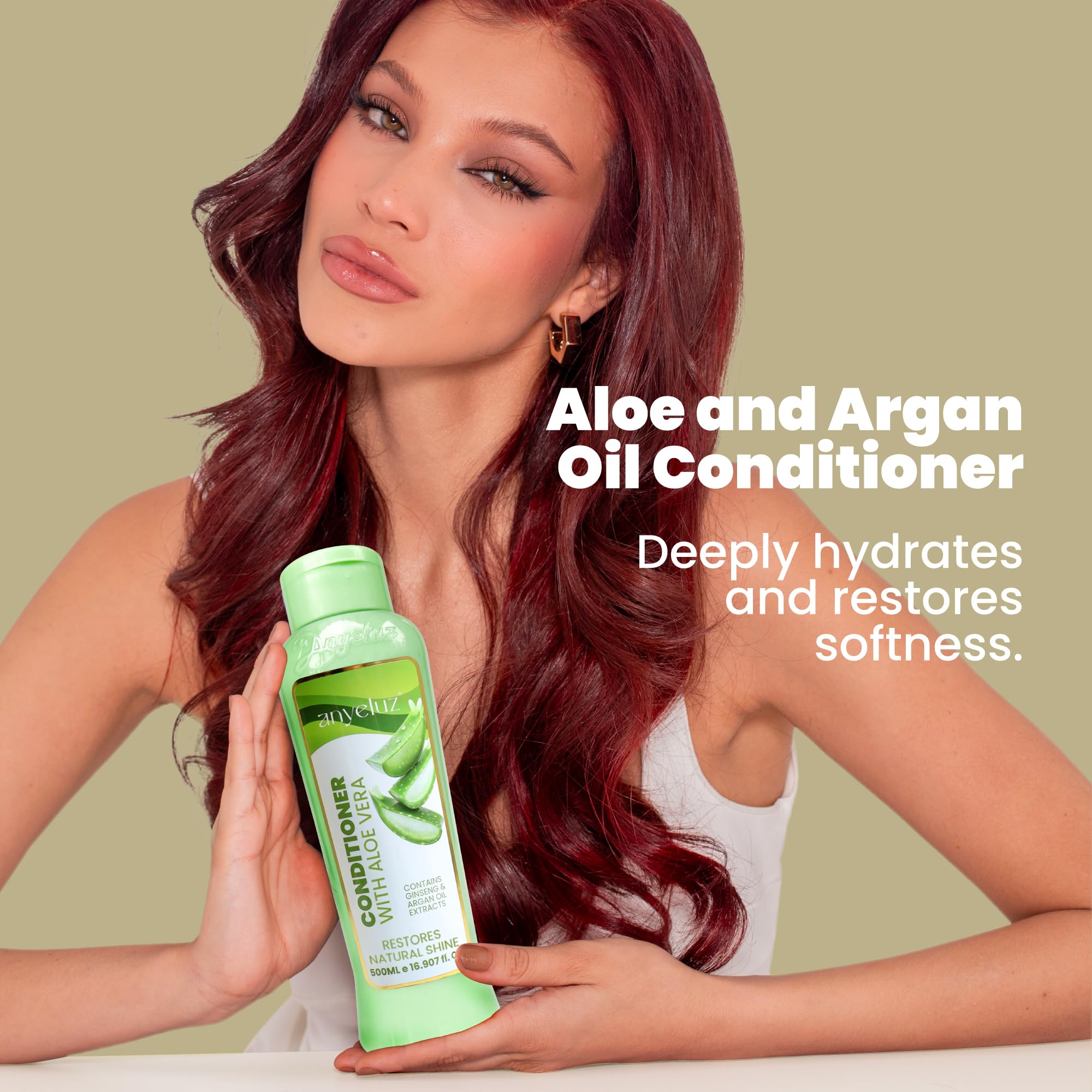 ANYELUZ Aloe Vera Argan Oil Conditioner travel bottle offers portable hydration on the go