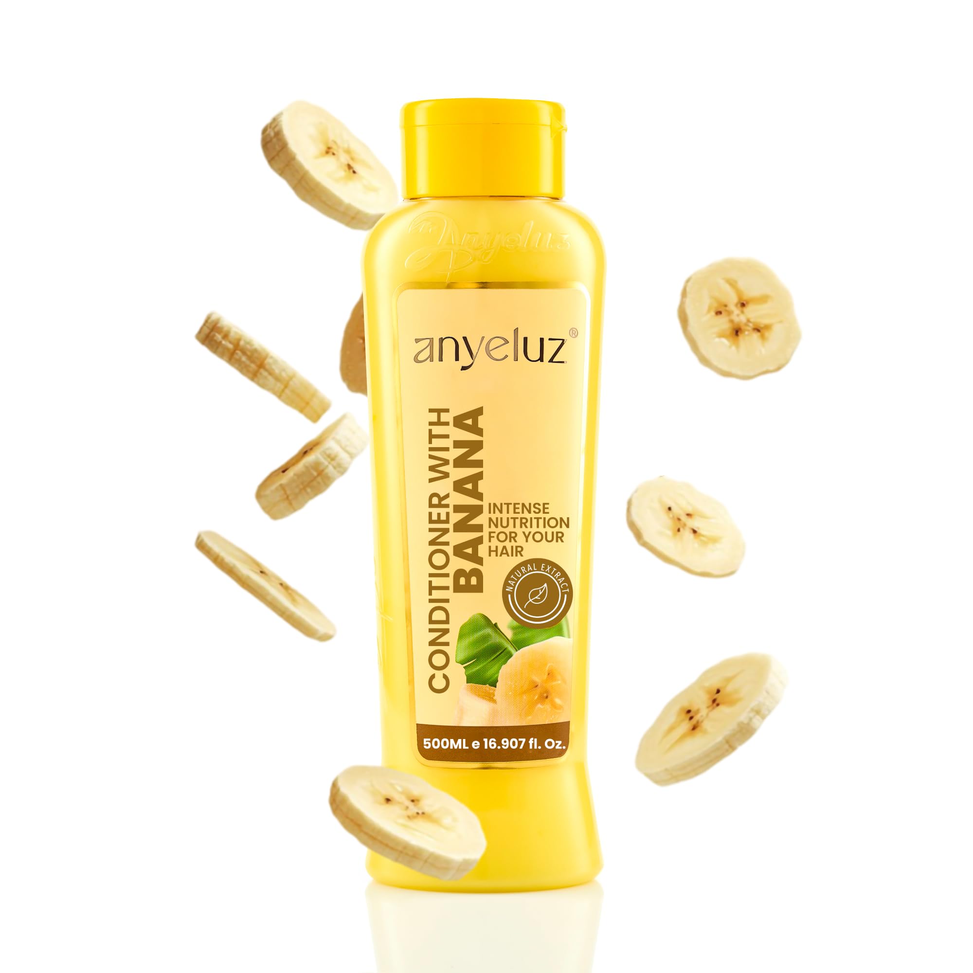 ANYELUZ Banana Conditioner bottle pour showing deep conditioning potential