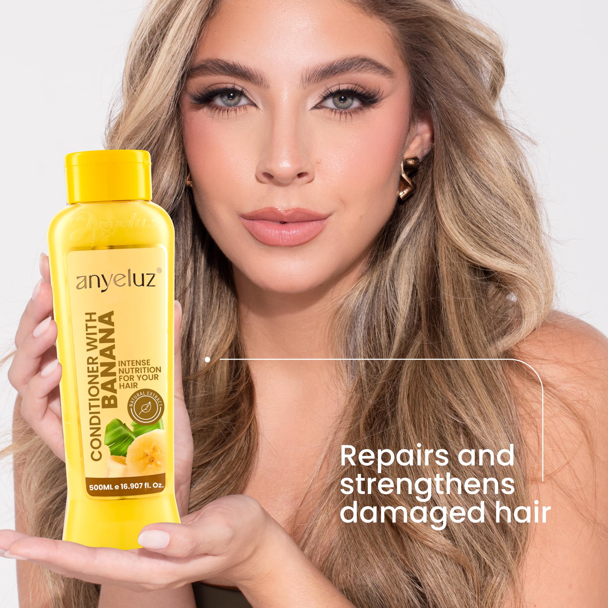 ANYELUZ Banana Conditioner olive oil emulsion highlights hydration and shine