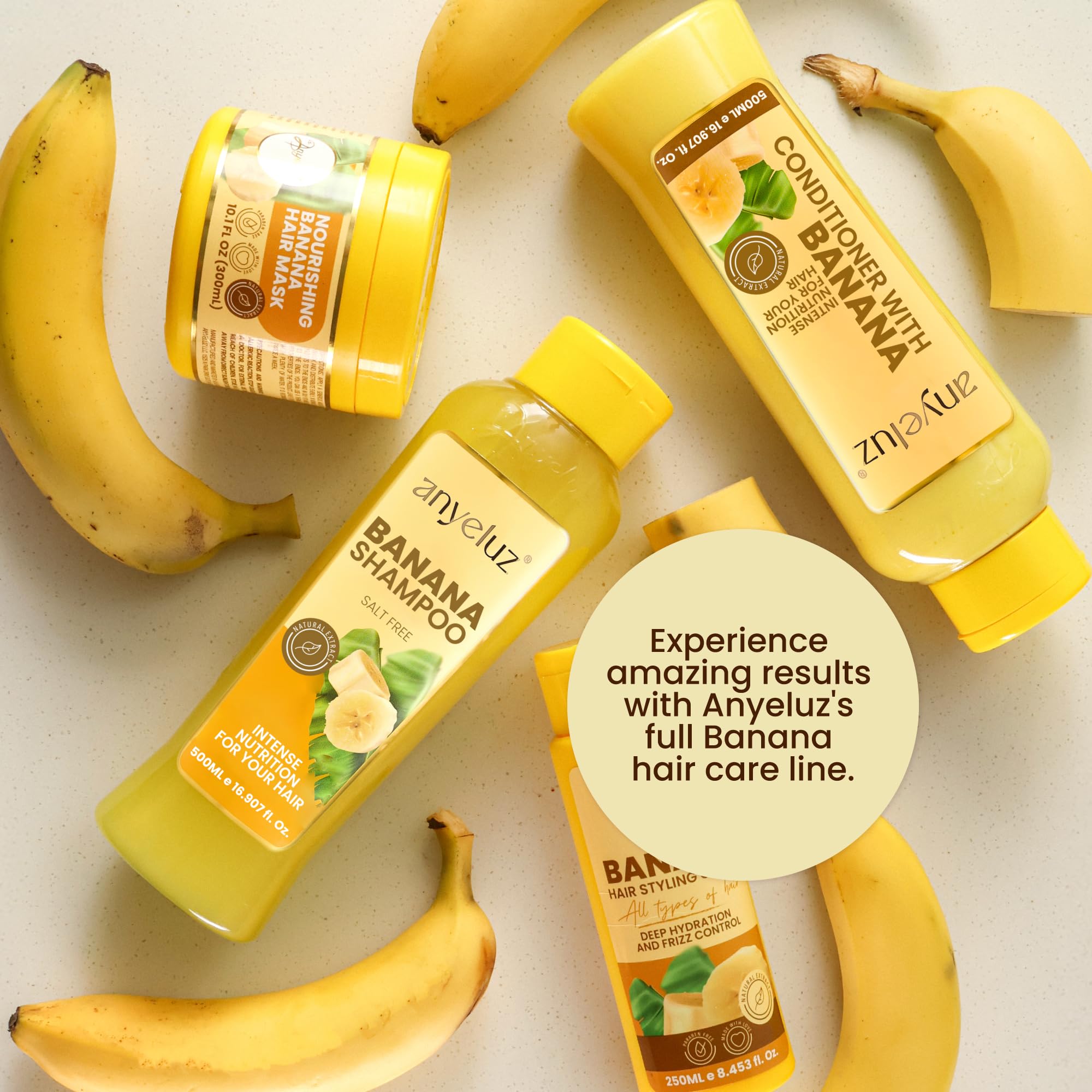 ANYELUZ Banana Conditioner showcasing soft, shiny hair after use