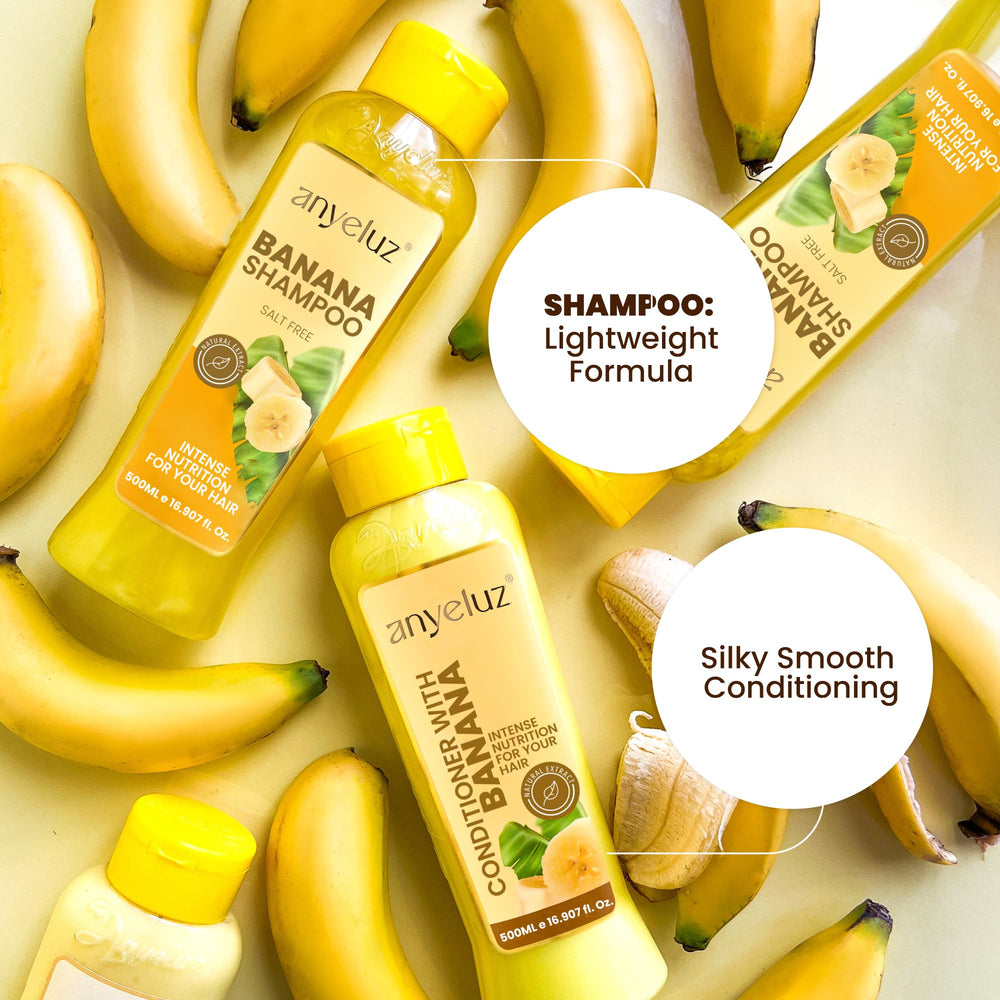 ANYELUZ Banana Shampoo close-up lather for gentle cleansing.