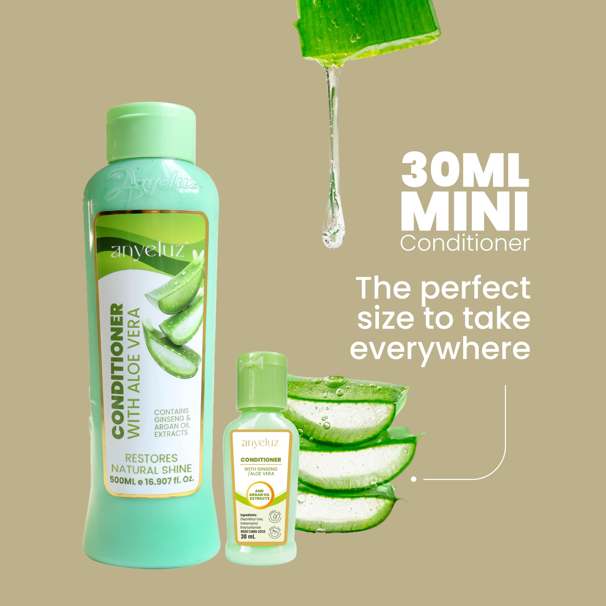 ANYELUZ conditioner shown with frizz-control features for smooth hair