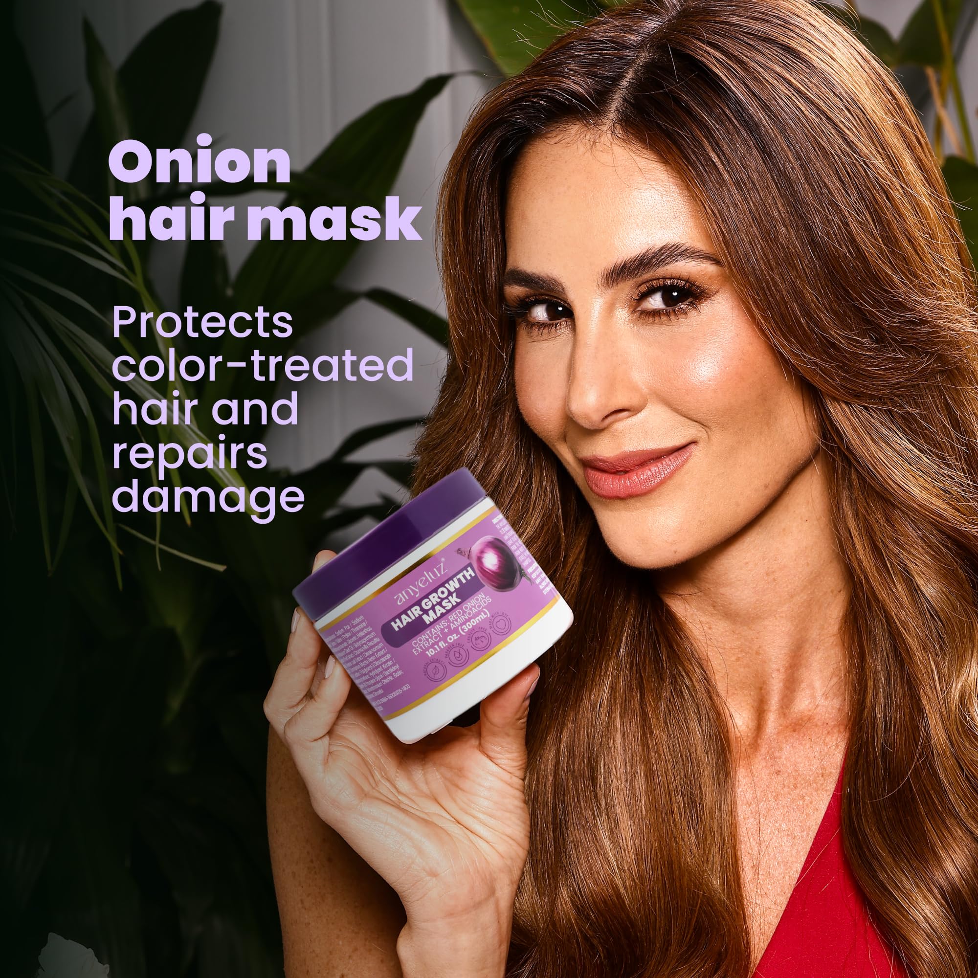Anyeluz Onion Hair Mask application on strands shows smooth detangling and manageability