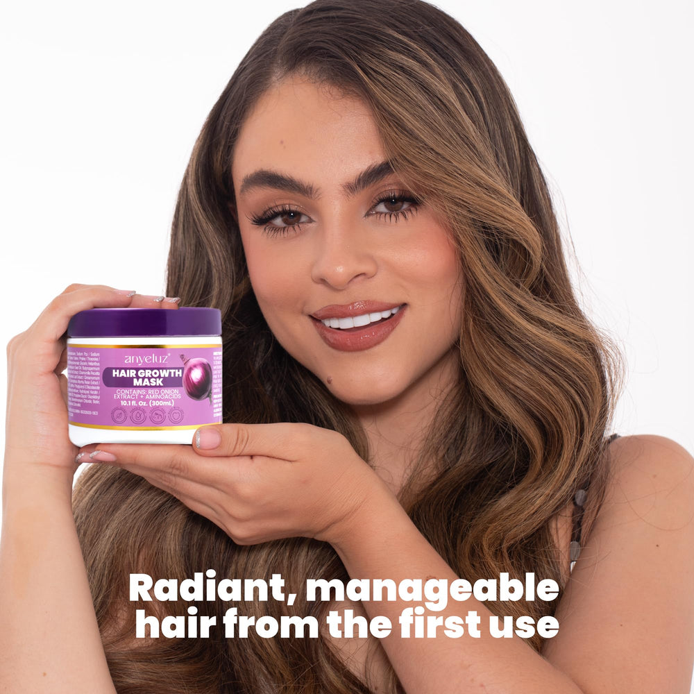 Anyeluz Onion Hair Mask color-treated hair showcase with vibrant look