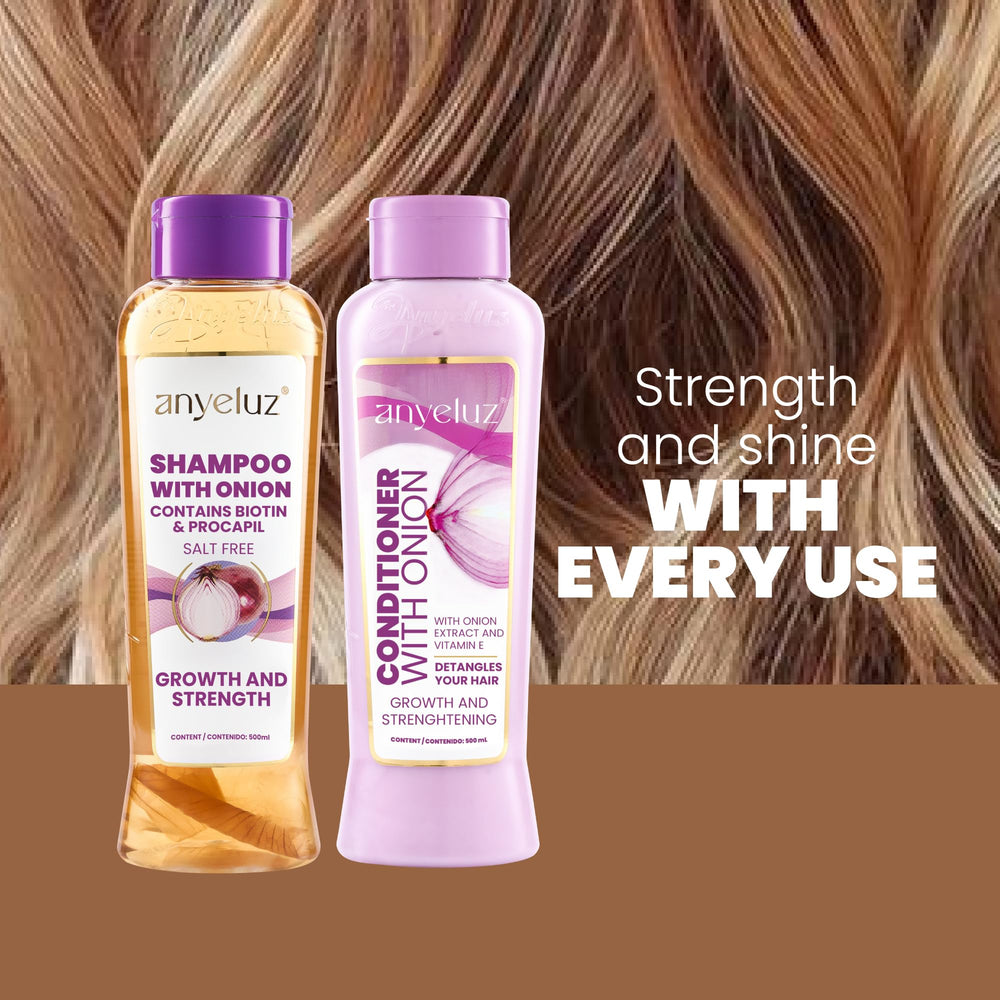 Anyeluz onion-set-packaging emphasizes keratin-safe, paraben-free care for all hair types.