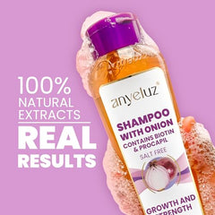 Anyeluz Onion Shampoo with natural onion extracts and quercetin supports stronger roots