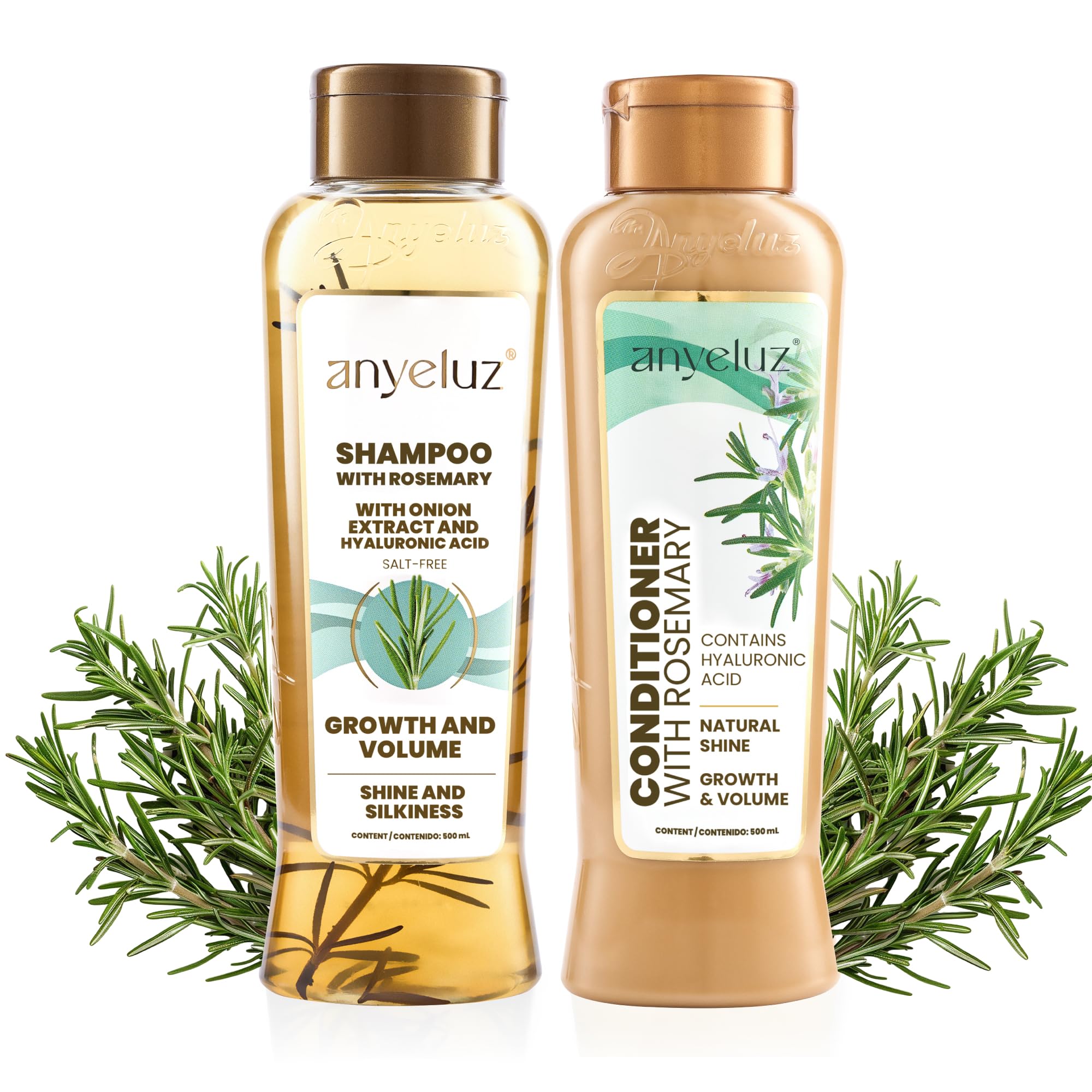 ANYELUZ rosemary shampoo bottle for daily refreshing wash.
